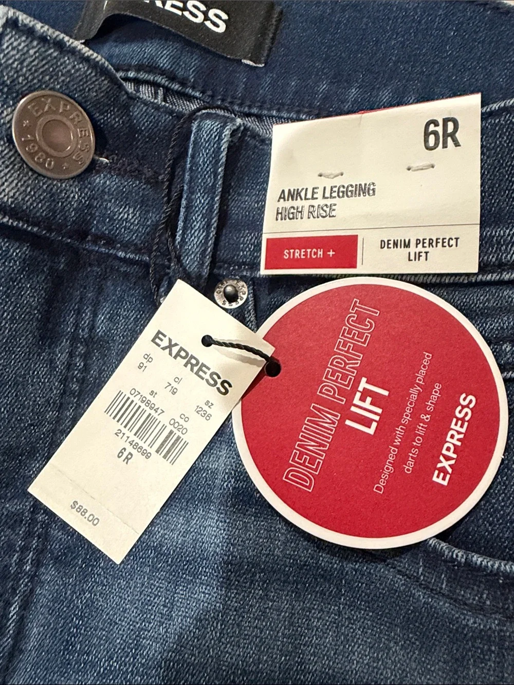 Express Dark Blue Distressed Cropped Skinny Jeans